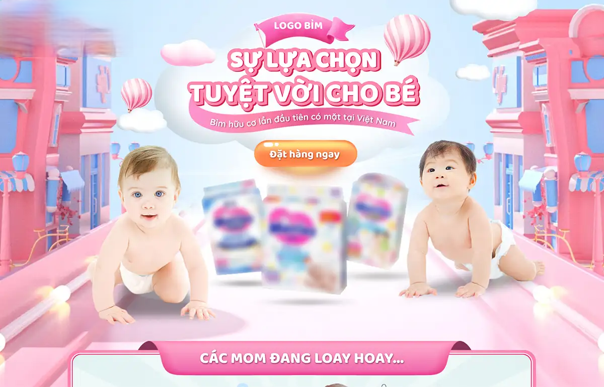 Landing page thời trang trẻ em phải màu sắc và bắt mắt