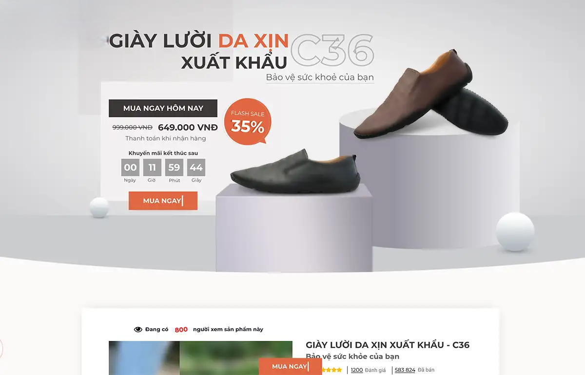 Landing page thời trang trung niên cần làm nổi bật giá cả